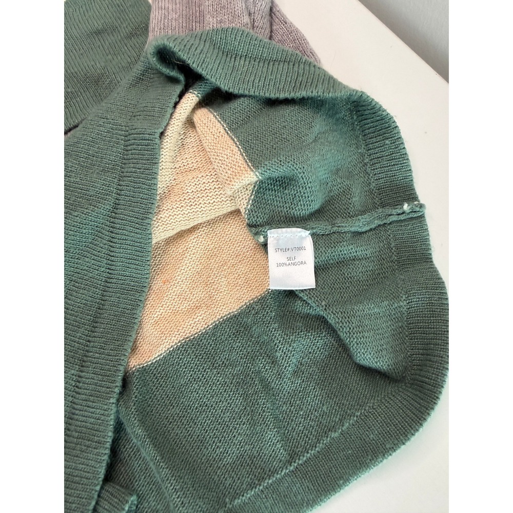Vanilla Bay Womens Striped Long Sleeve Pocket Sweater Grey Green Tan Size Small - Picture 11 of 11